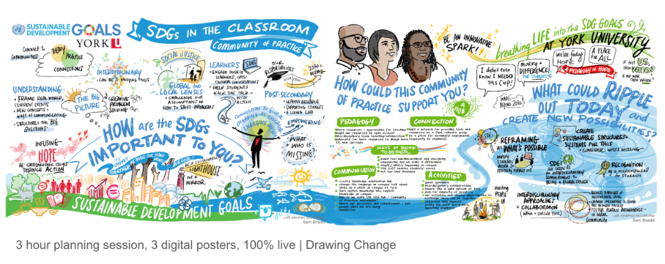 Sam Bradd Drawing Change graphic recording SDGs and York University